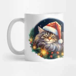 Lazy Maine Coon Cat At Christmas Mug